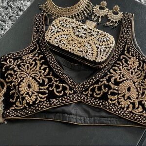 Black saree blouse Embellished Black and Gold Blouse